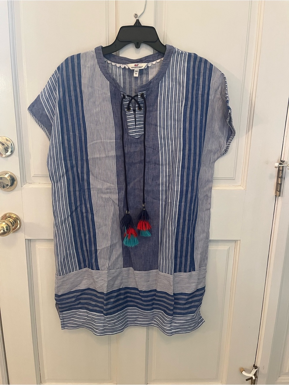 Vineyard Vines Blue & White Striped Lace-Up Tunic